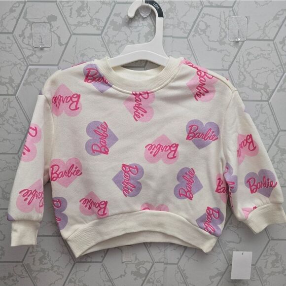 Nwt Toddler Girl's Fleece Barbie Valentine's Easter Spring Sweatshirt - Picture 2 of 6